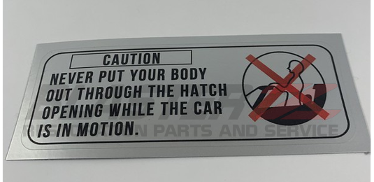 300ZX CAUTION, HATCH ROOF Decal